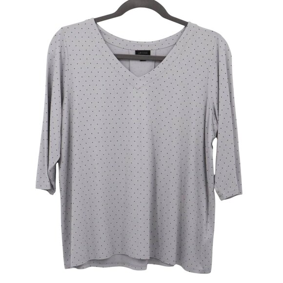 J. Jill Polka Dots Top Womens XL Gray Lagenlook Twee Casual Weekend Layering - Picture 1 of 15